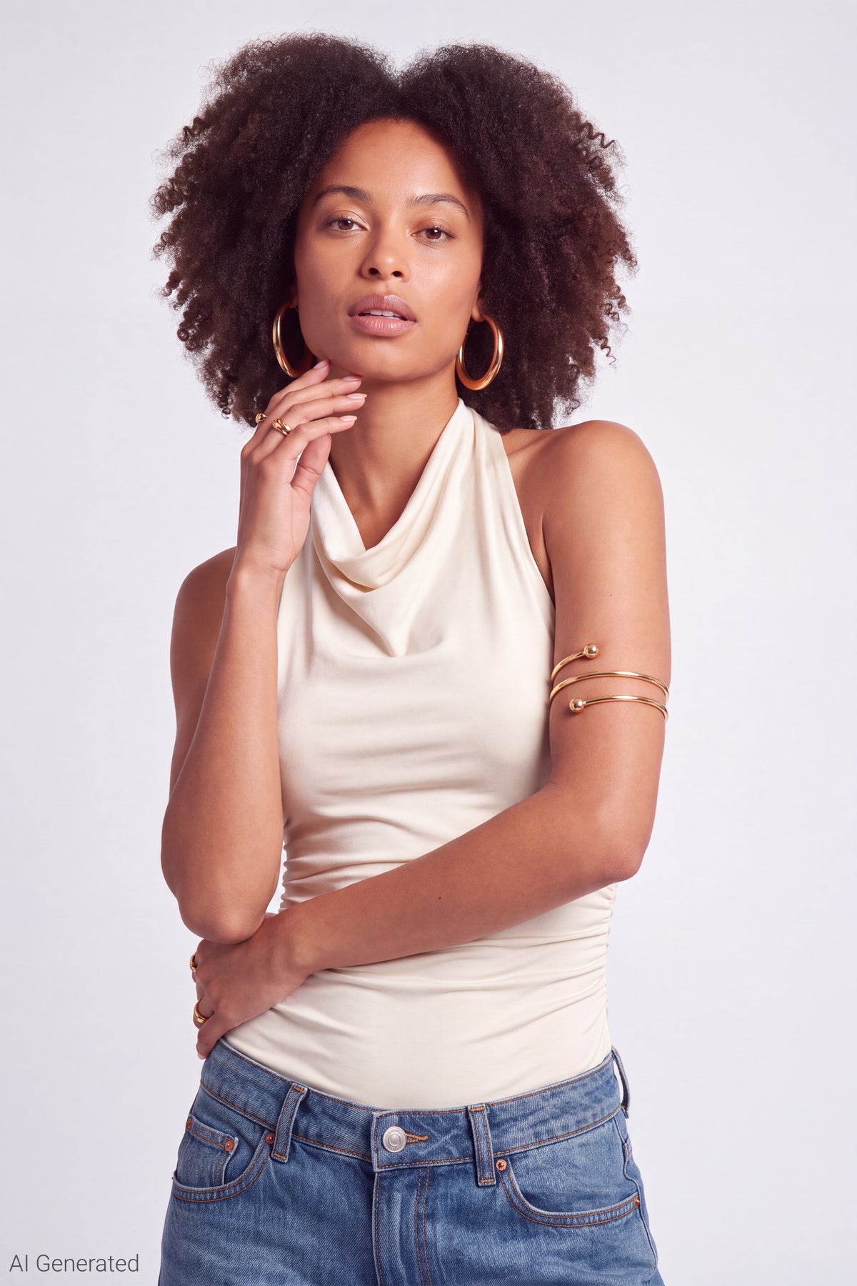 Cowl Neck Halter Bodysuit - White