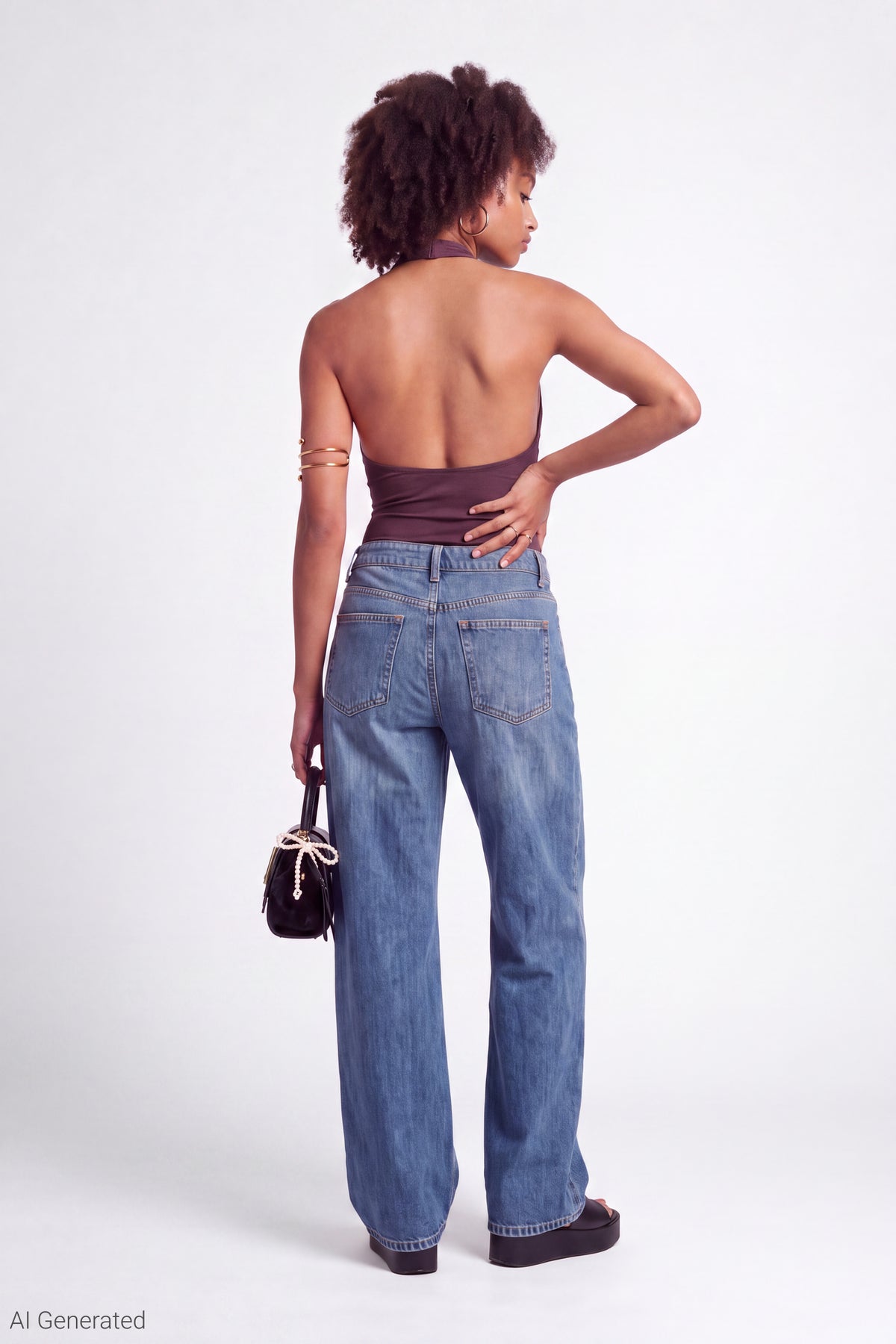 Alt View 3. Cowl Neck Halter Bodysuit - Burgundy