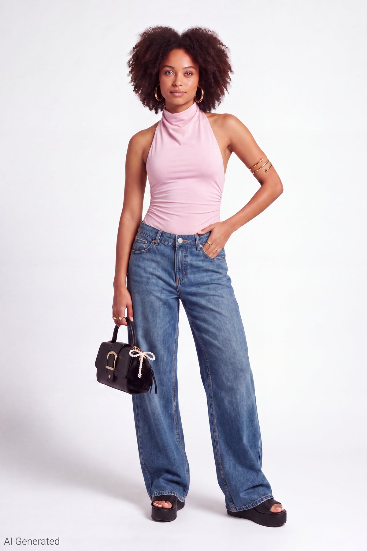 Alt View 2. Cowl Neck Halter Bodysuit - Light Pink