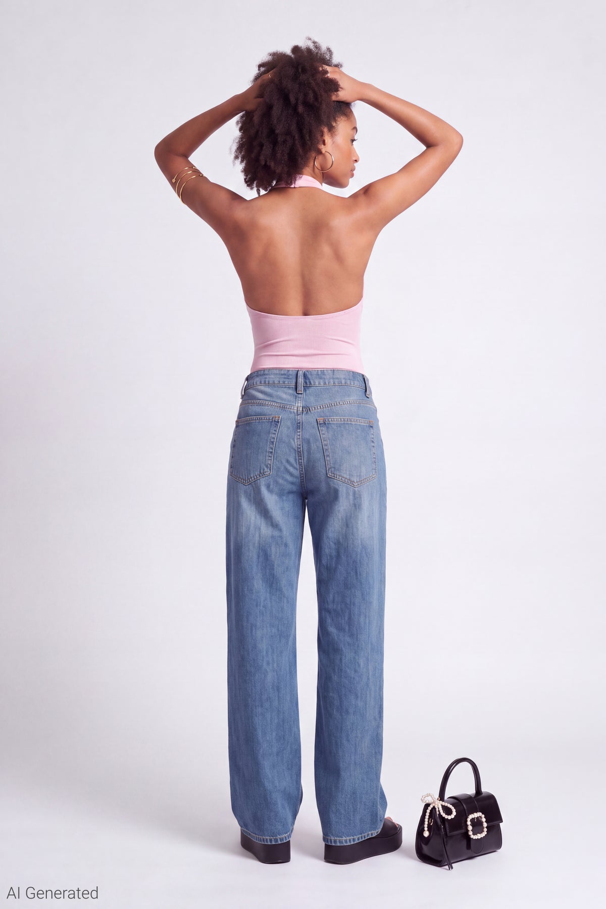 Alt View 3. Cowl Neck Halter Bodysuit - Light Pink