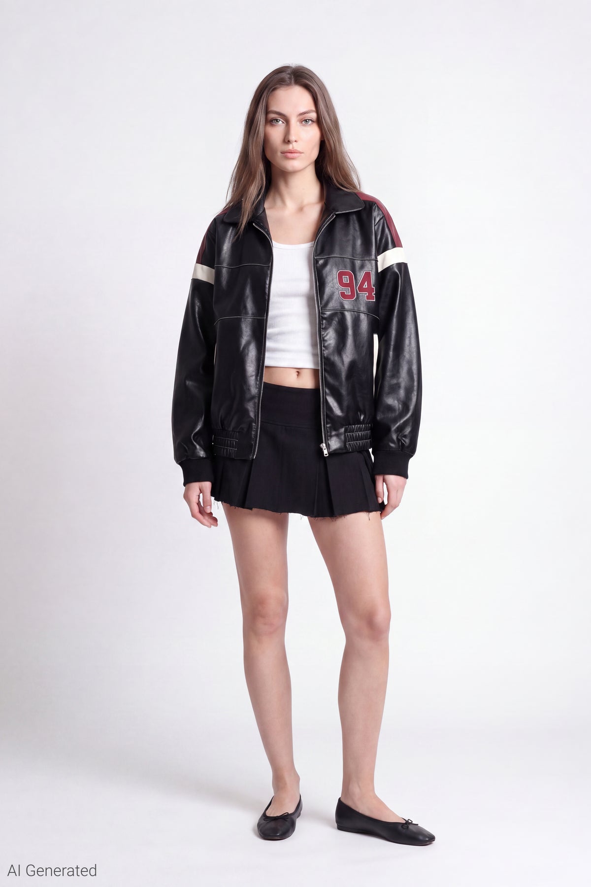 Alt View 2. Faux Leather Color Block Jacket - Black