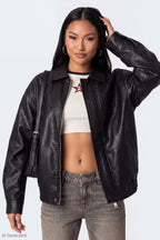 Oversized Faux Leather Jacket