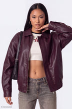 Oversized Faux Leather Jacket