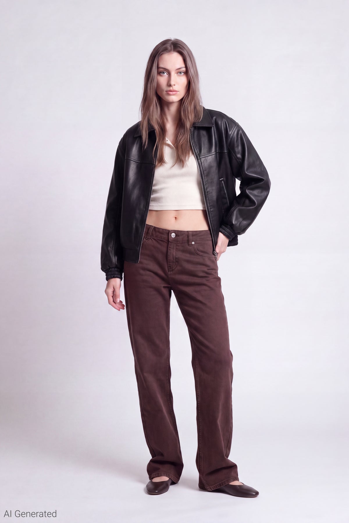 Alt View 2. Oversized Faux Leather Jacket - Black