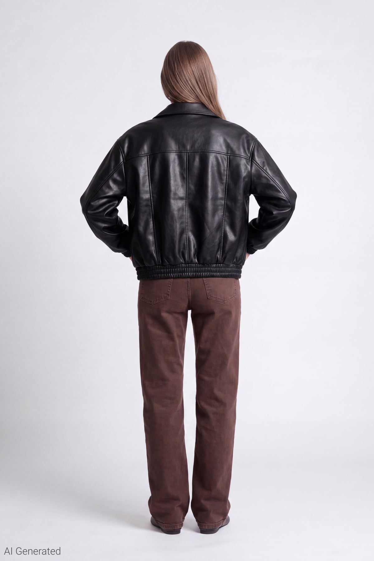 Alt View 3. Oversized Faux Leather Jacket - Black
