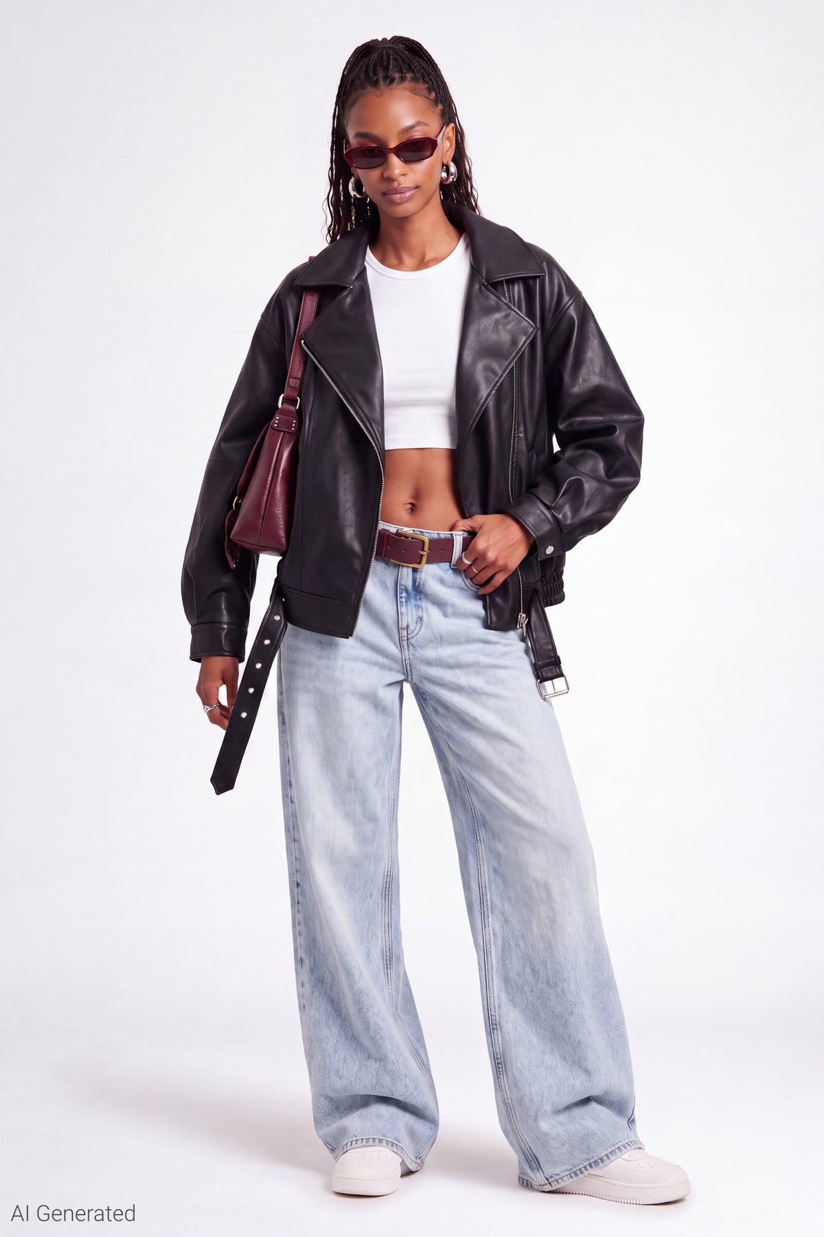 Alt View 3. Faux Leather Moto Jacket - Black