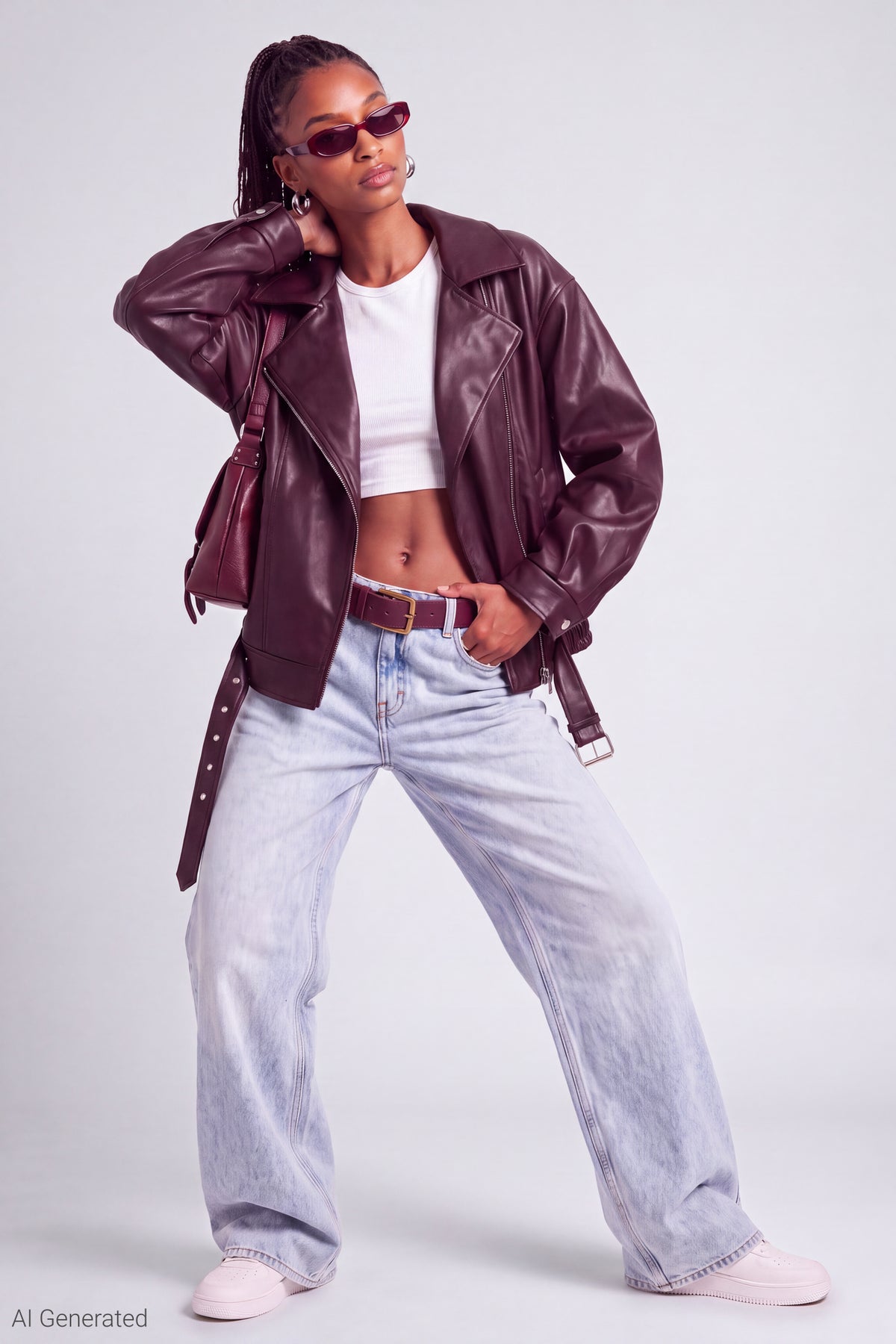 Alt View 3. Faux Leather Moto Jacket - Dark Purple