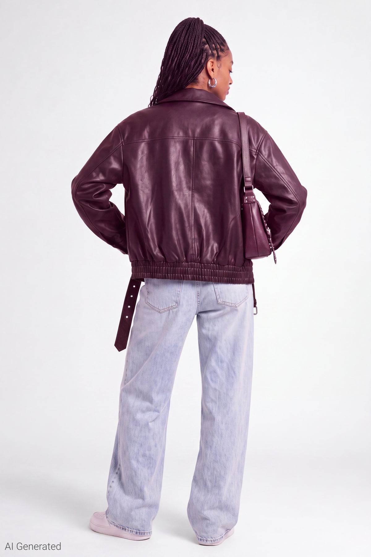 Alt View 2. Faux Leather Moto Jacket - Dark Purple