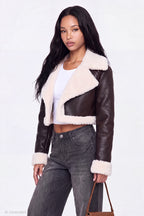 Sherpa Trim Faux Leather Jacket