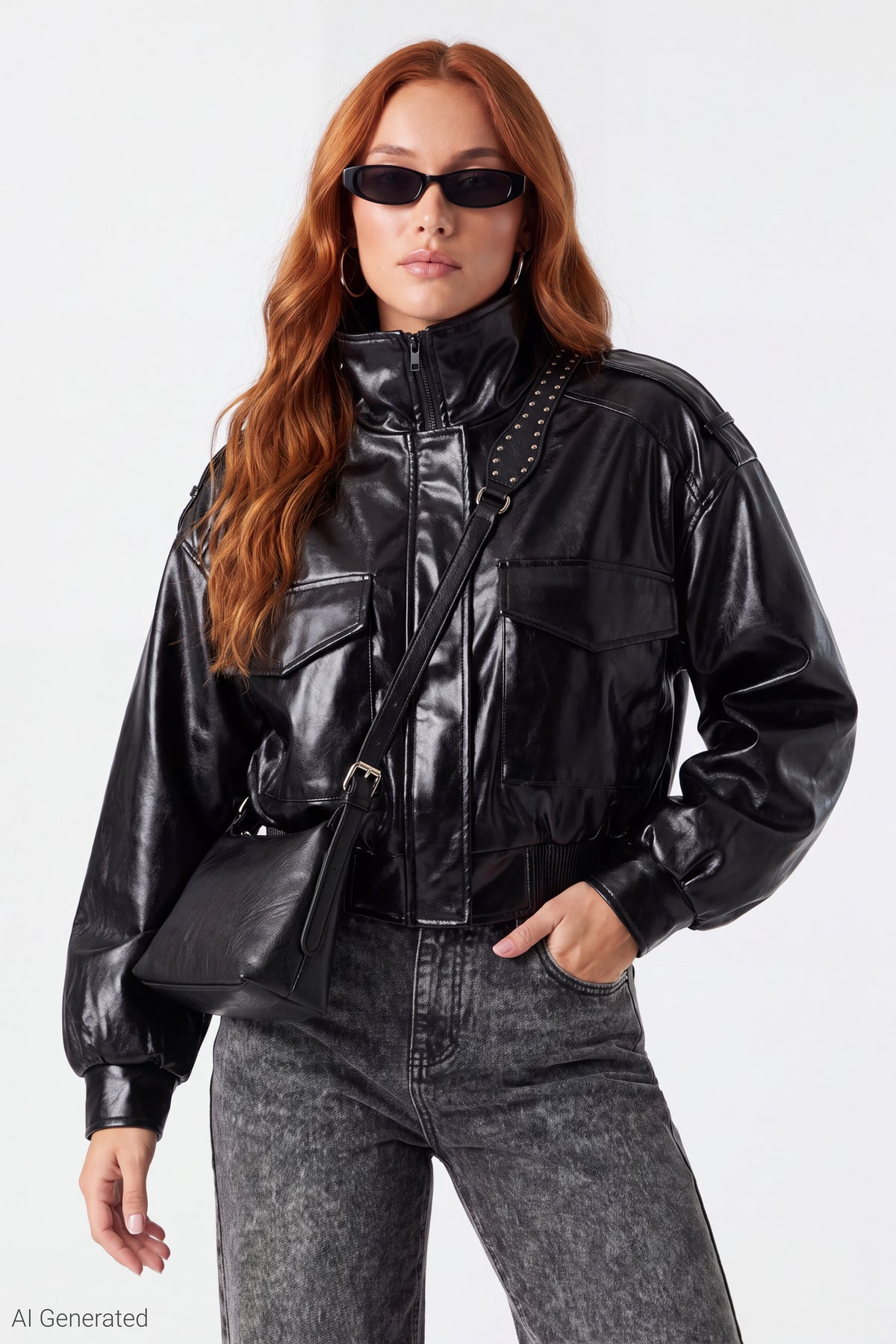 Faux Leather Jacket - Black