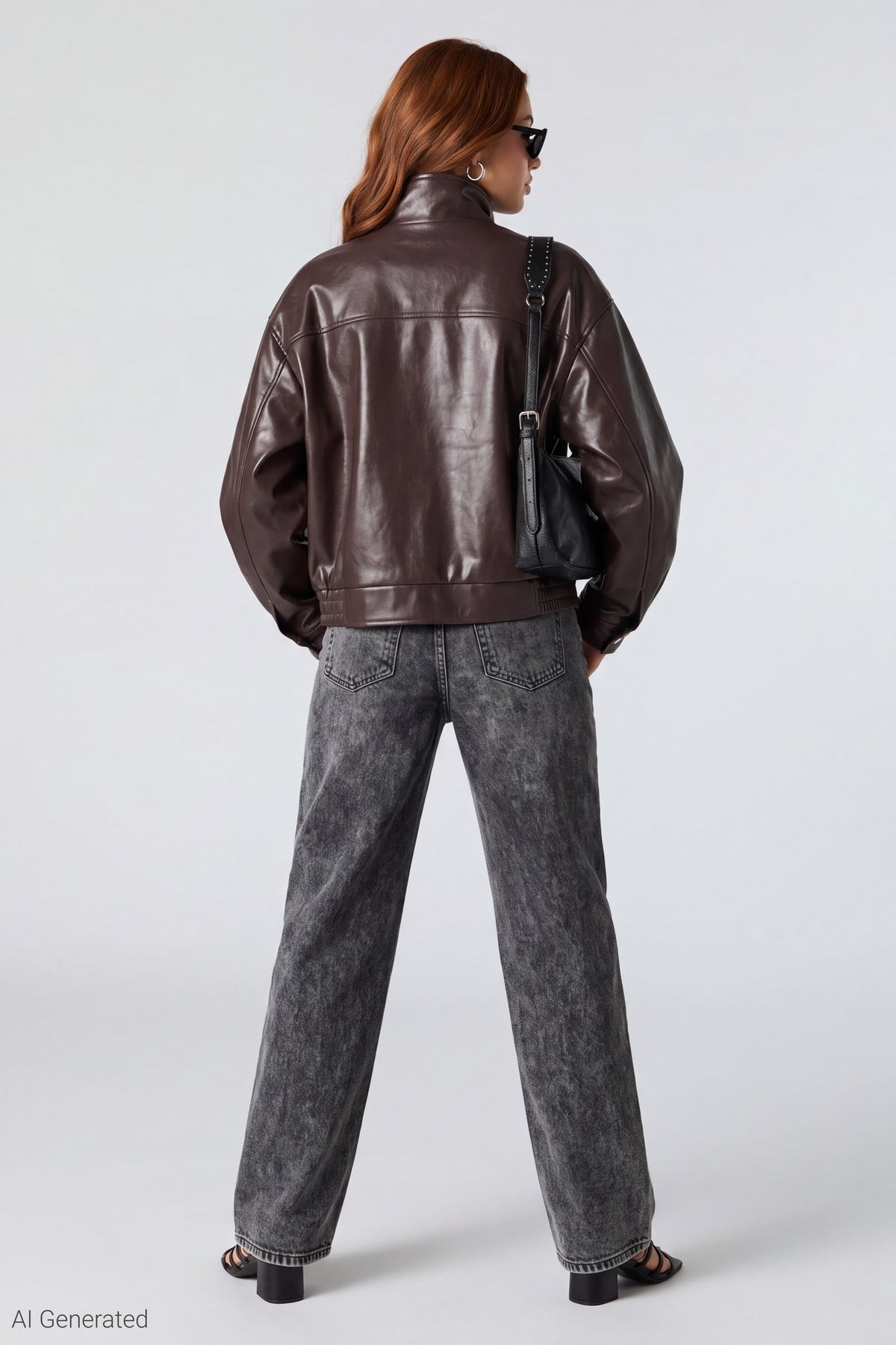 Alt View 3. Faux Leather Jacket - Brown