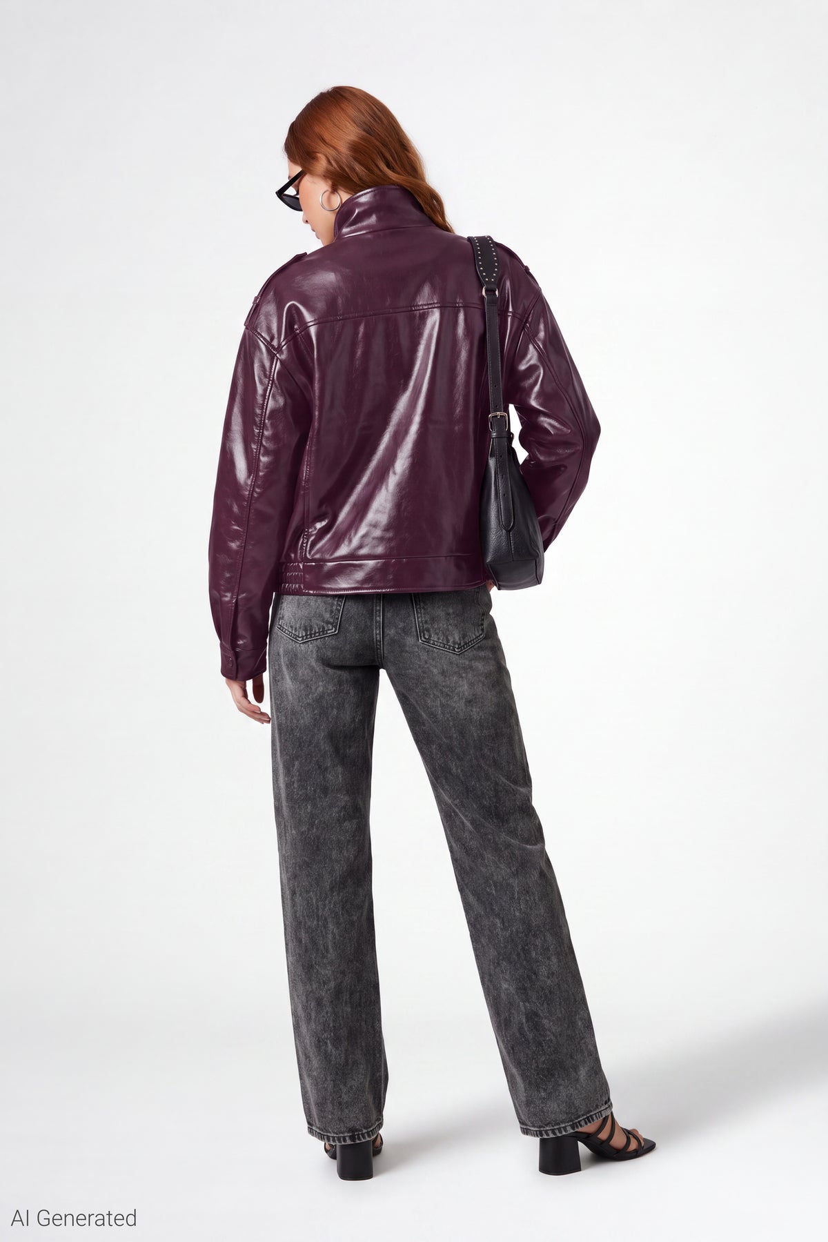 Alt View 3. Faux Leather Jacket - Dark Purple