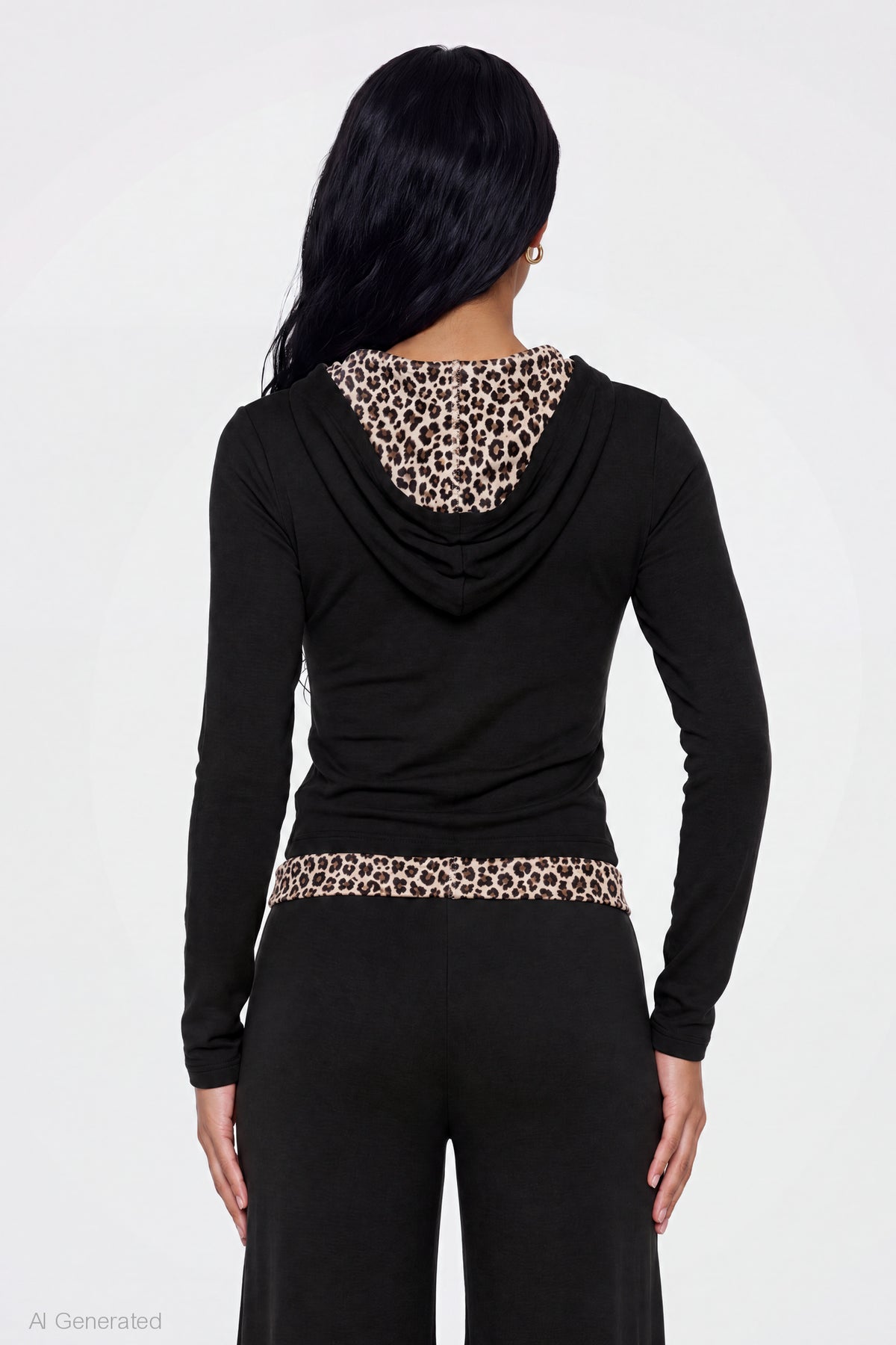 Alt View 2. Contrast Trim Hoodie - Jet Black