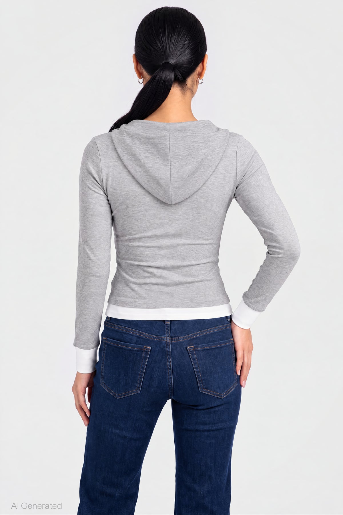 Alt View 2. Layered Hoodie - Heather Grey