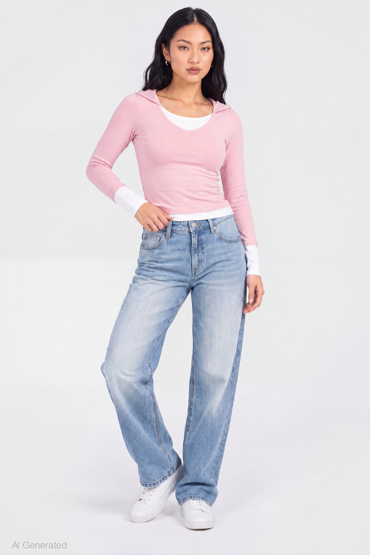 Alt View 3. Layered Hoodie - Pink