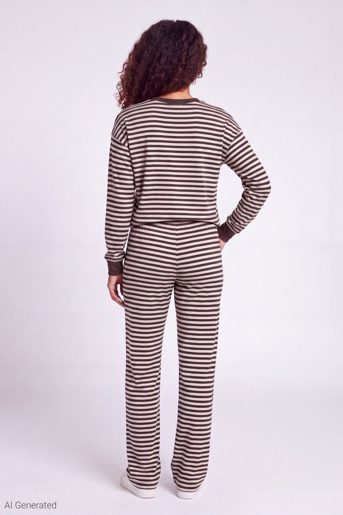 Alt View 2. Striped Lounge Pant - Brown