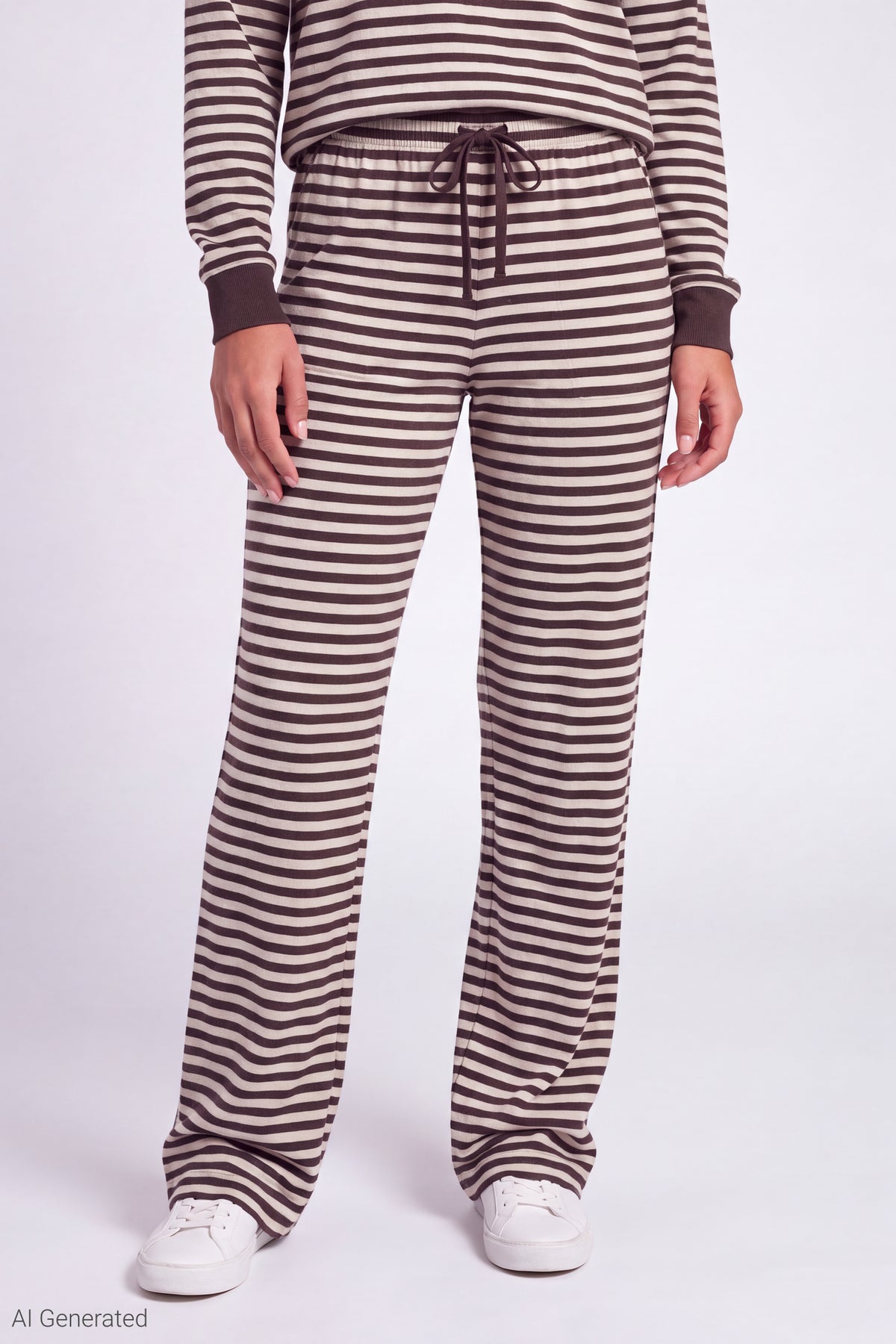 Alt View 3. Striped Lounge Pant - Brown