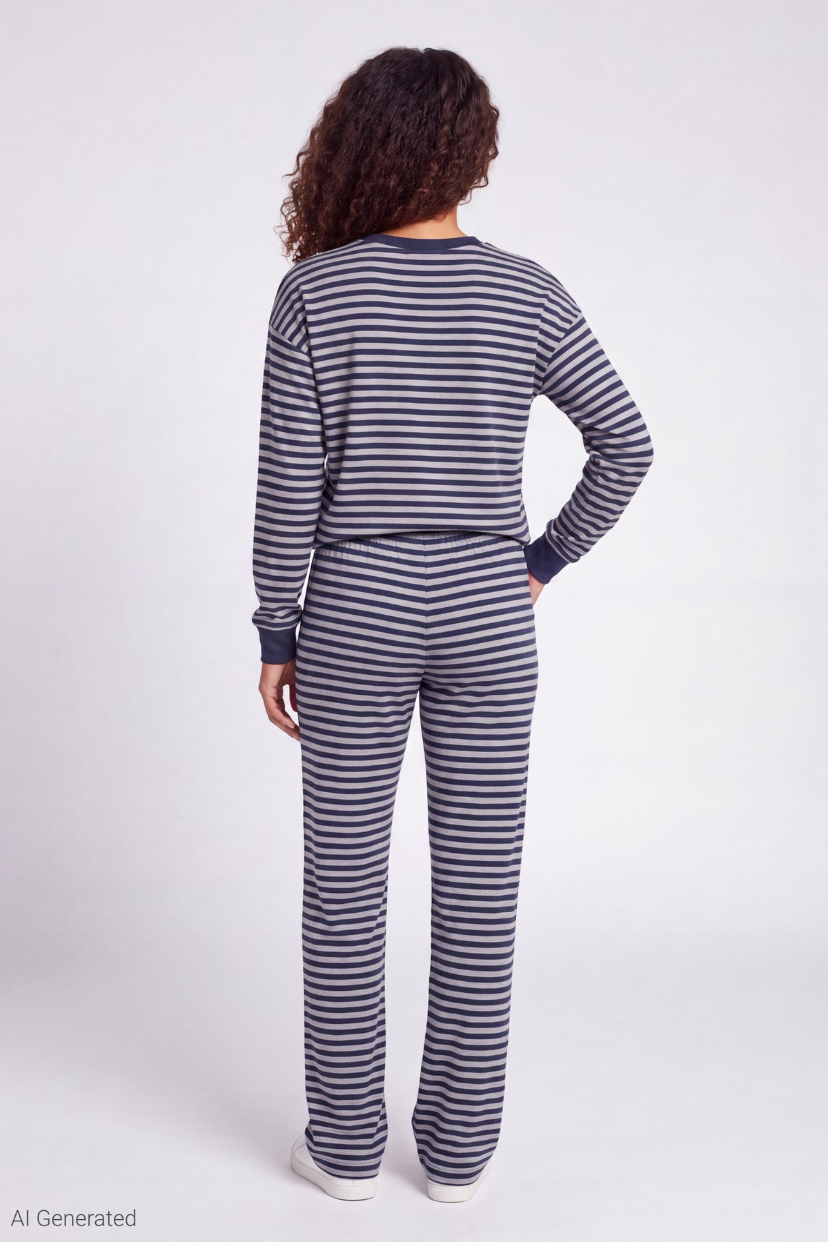 Alt View 2. Striped Lounge Pant - Dark Blue