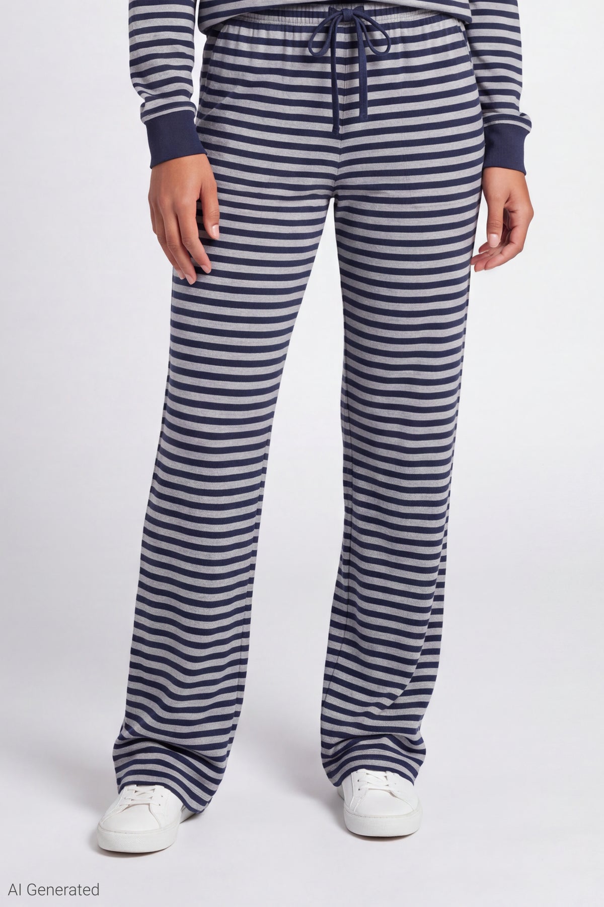 Alt View 3. Striped Lounge Pant - Dark Blue