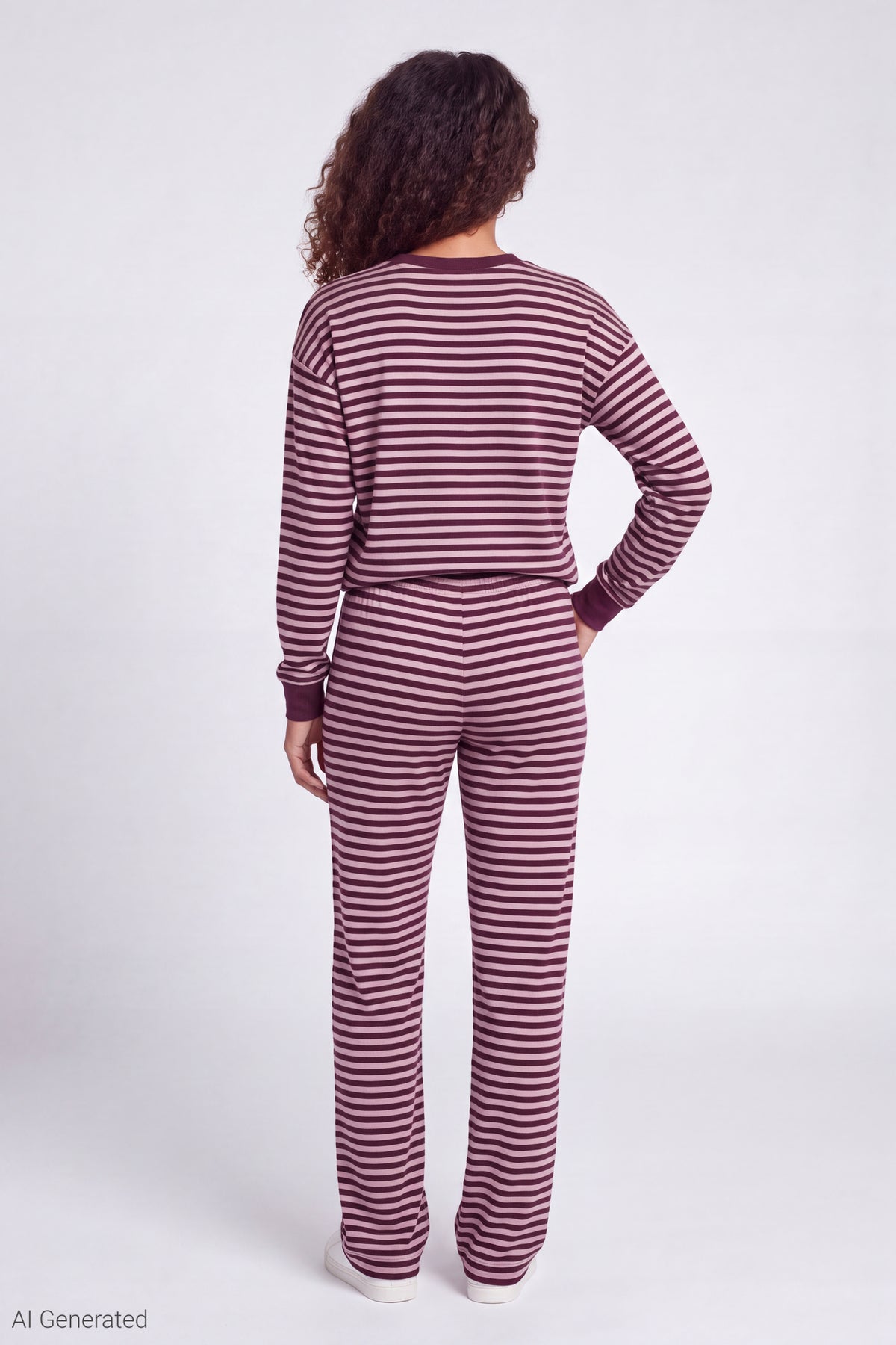 Alt View 2. Striped Lounge Pant - Burgundy