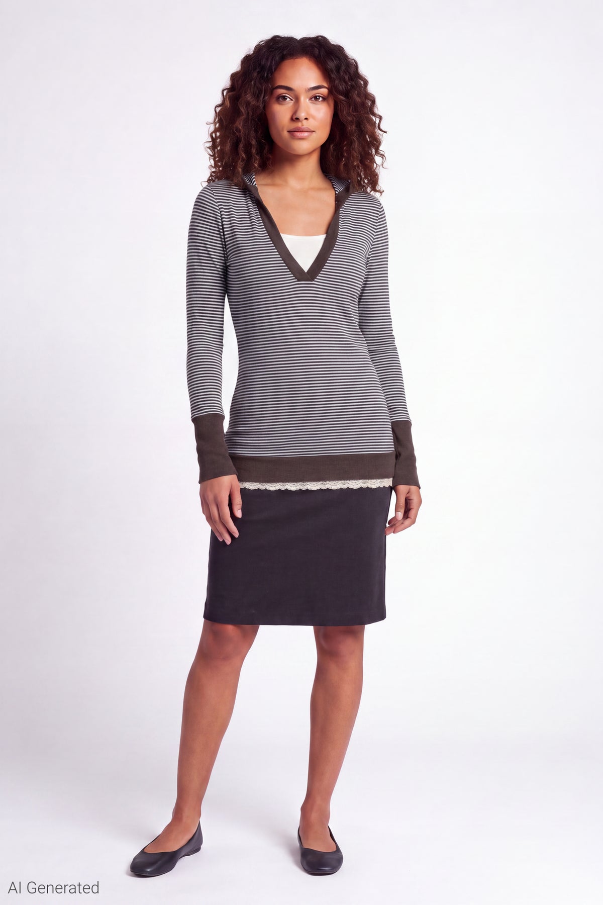 Alt View 2. Hooded Long Sleeve Top - Brown