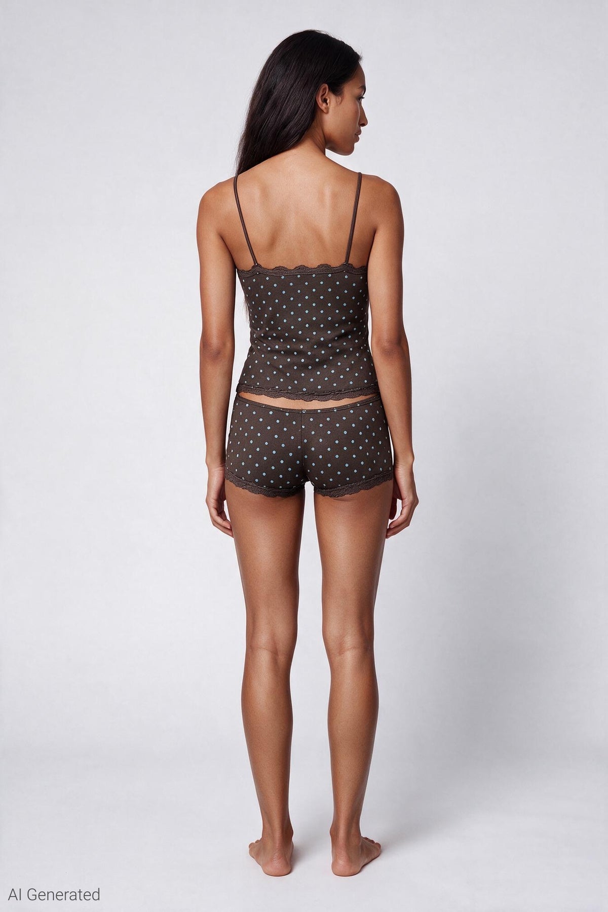 Alt View 3. Lace Trim Cami - Brown