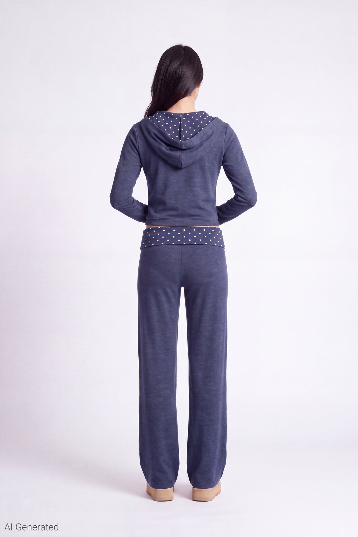 Alt View 3. Contrast Zip Hoodie - Dark Blue