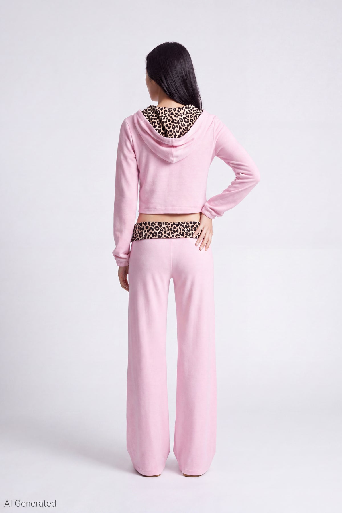 Alt View 3. Contrast Zip Hoodie - Pink