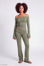 Foldover Lace Trim Pant