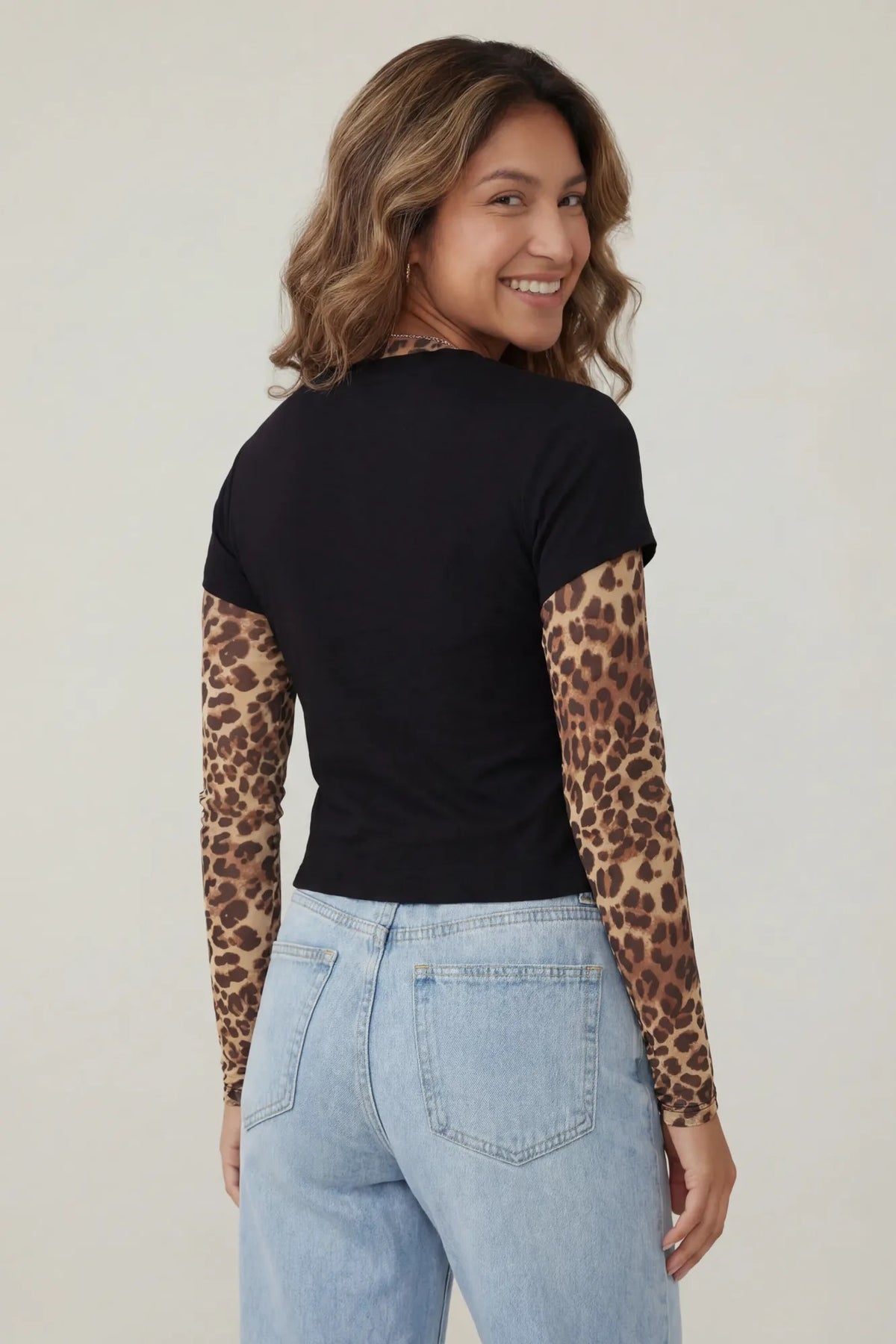Alt View 2. Double Sleeve Graphic T-Shirt - Black