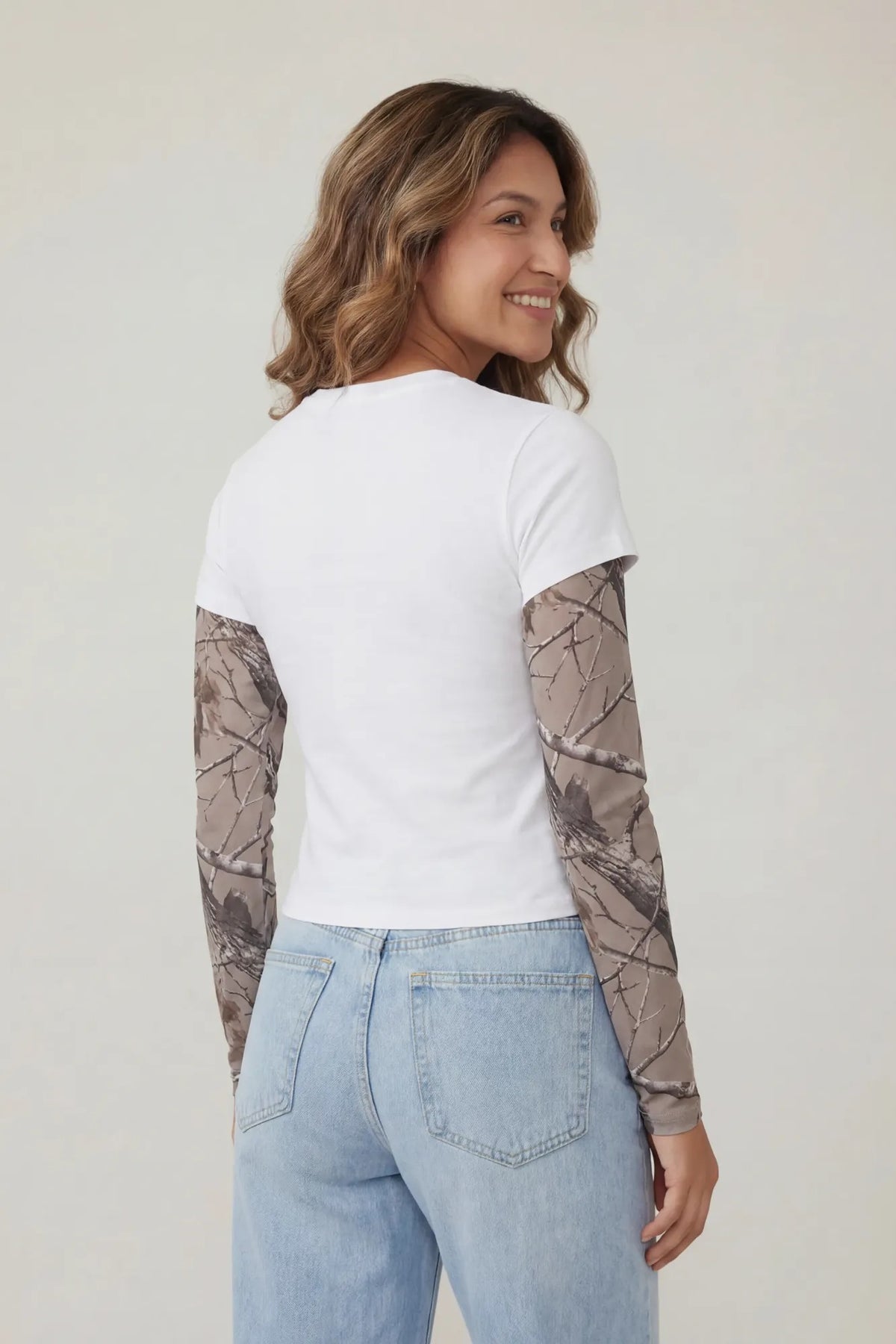Alt View 2. Double Sleeve Graphic T-Shirt - White