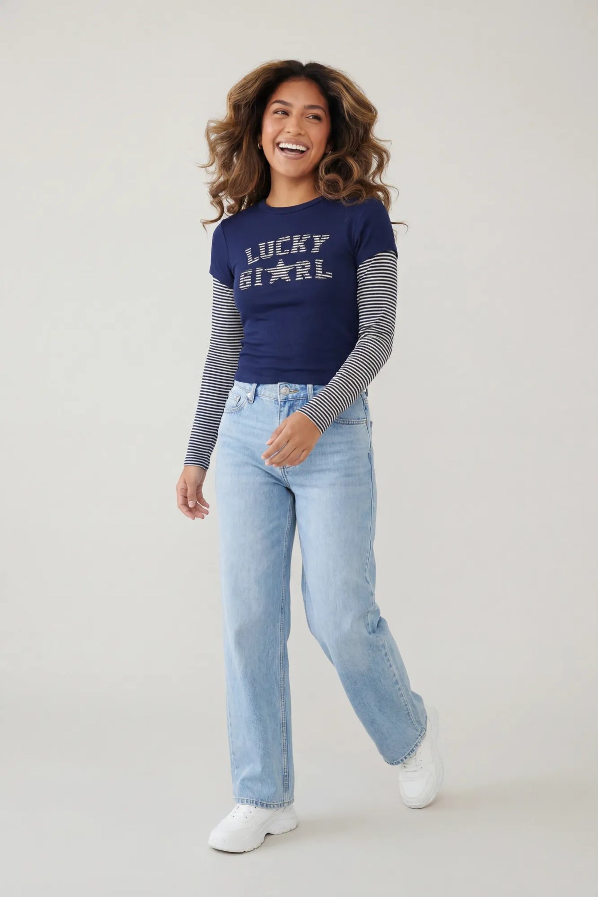 Alt View 2. Double Sleeve Graphic T-Shirt - Navy