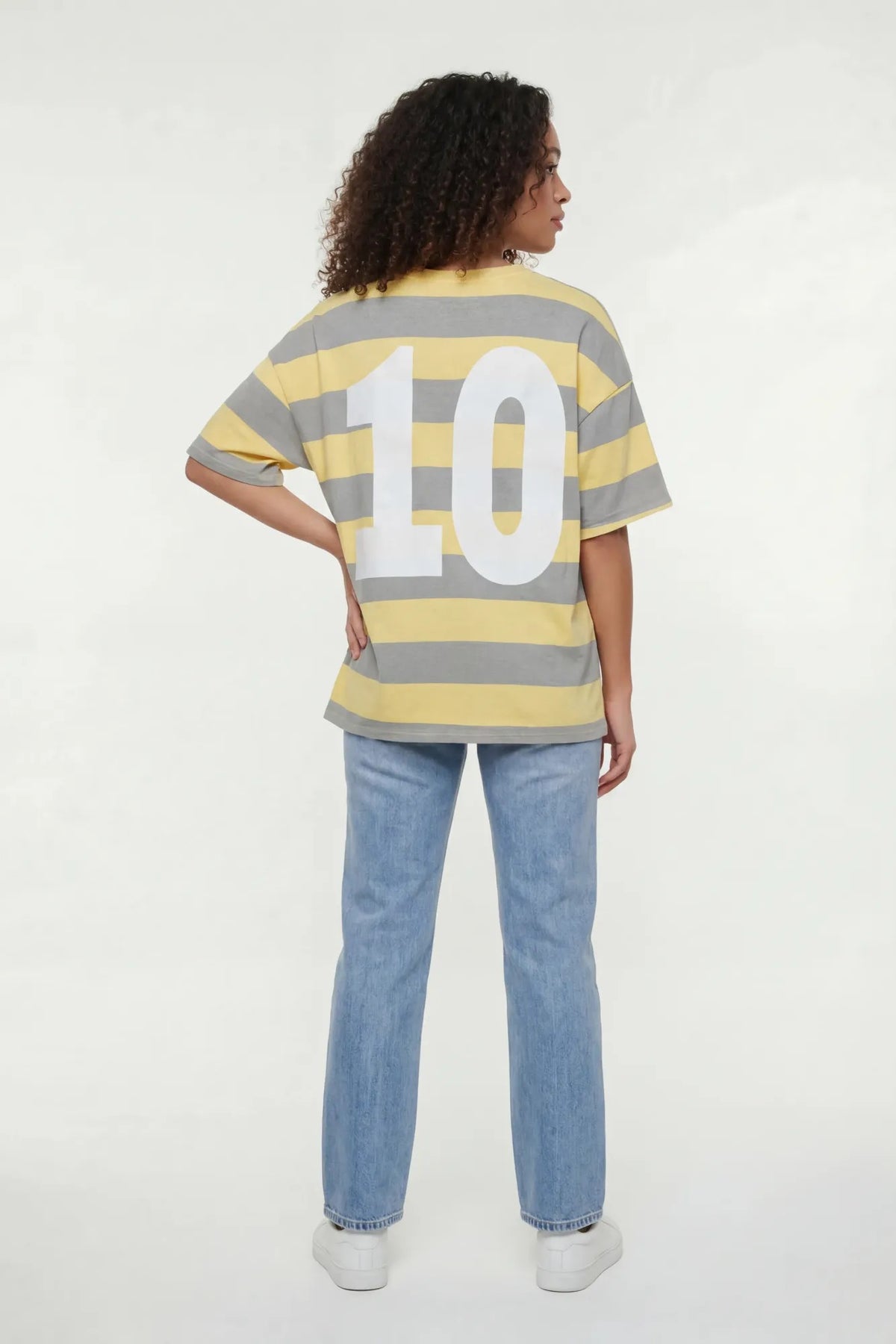 Alt View 4. Luxe Heavy Cotton Striped Graphic T-Shirt - Yellow