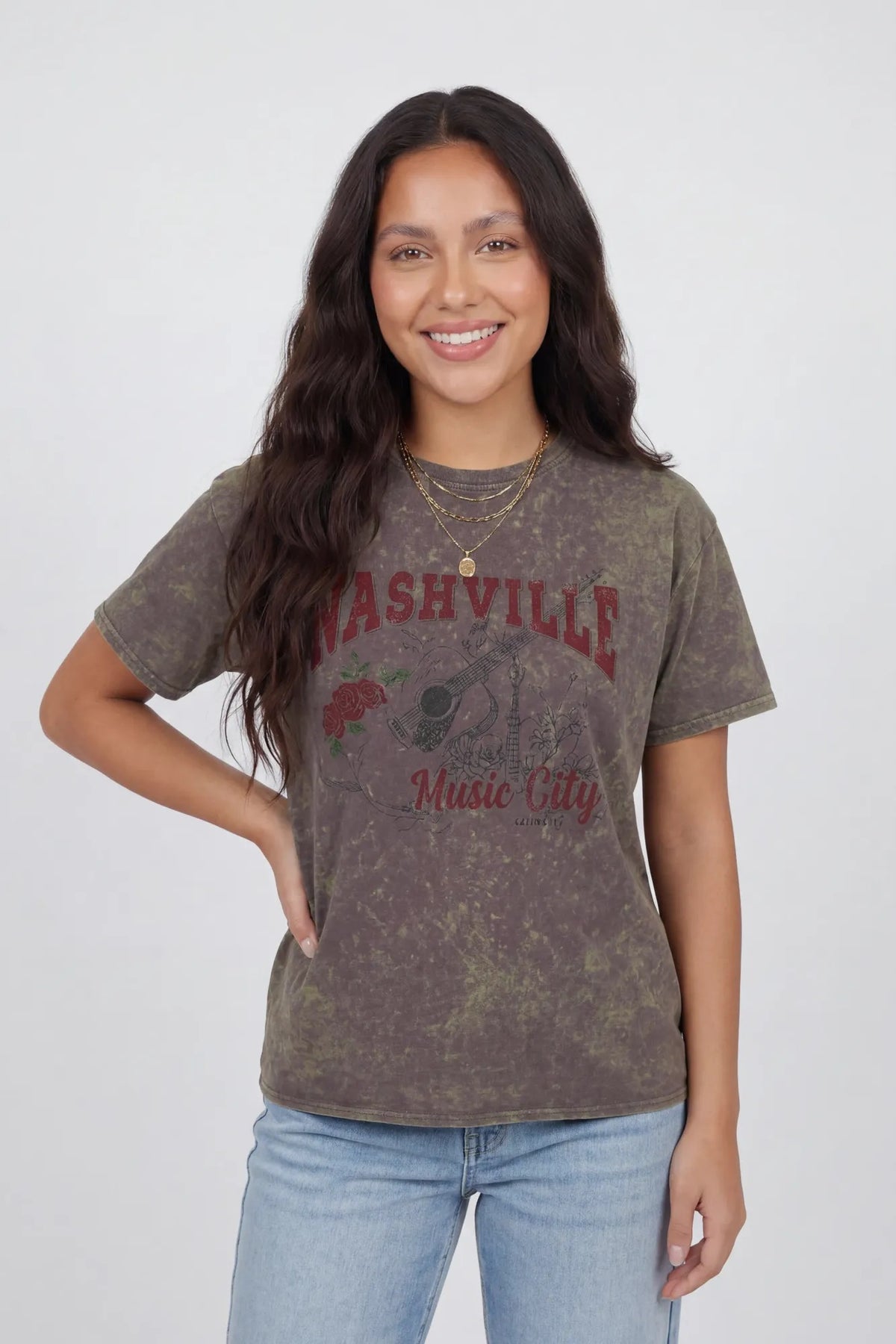 Washed Graphic Boyfriend T-Shirt - Heather Grey