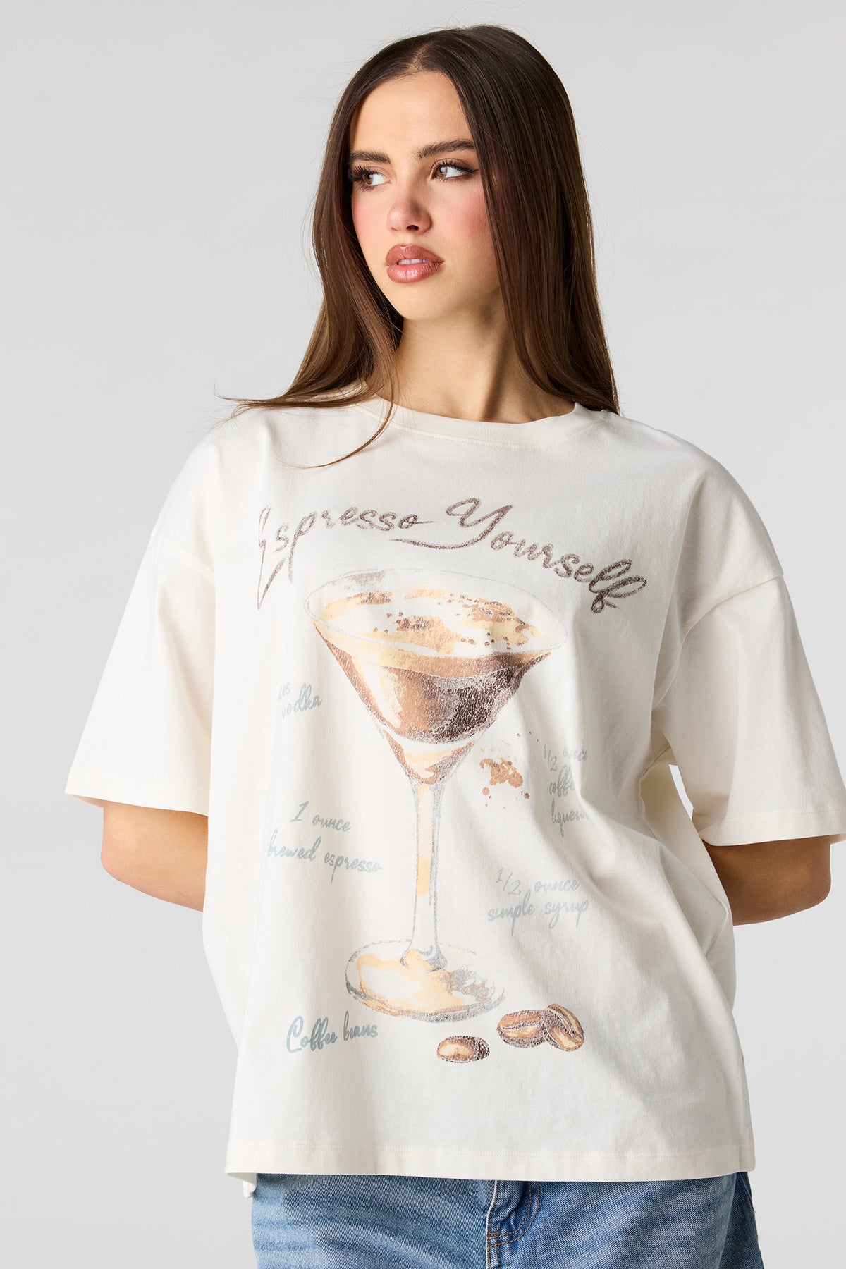 Cocktail Graphic Boyfriend T-Shirt - Ivory