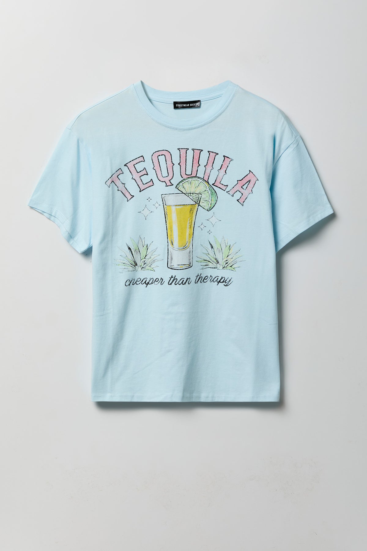 Alt View 2. Cocktail Graphic Boyfriend T-Shirt - Light Blue