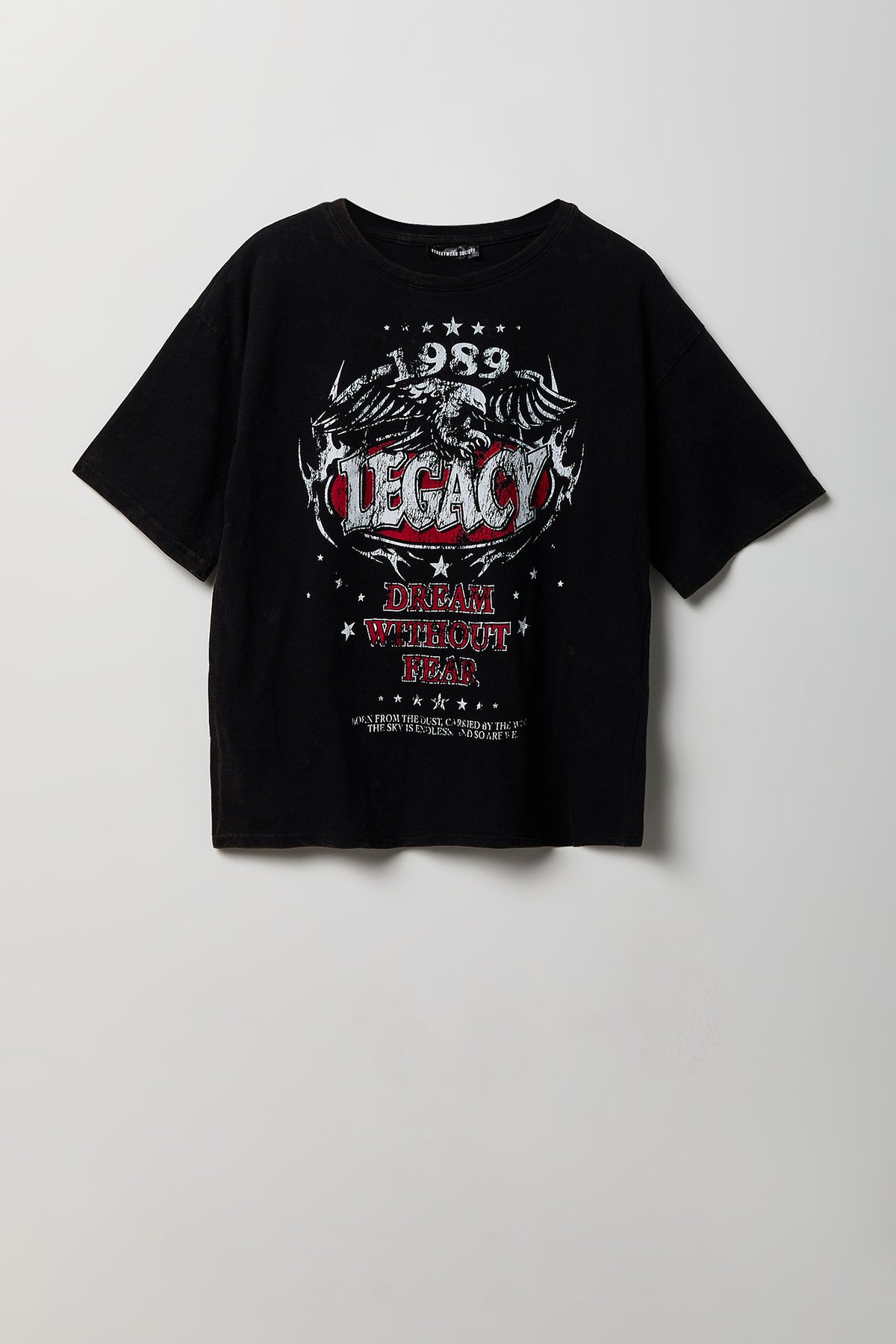 Alt View 4. Washed Graphic Boyfriend T-Shirt - Jet Black