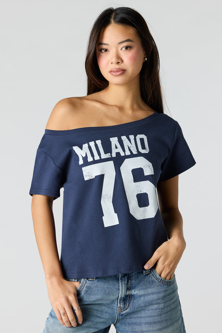 Luxe Heavy Cotton Off-Shoulder T-Shirt