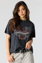 Rhinestone Graphic Washed Boyfriend T-Shirt
