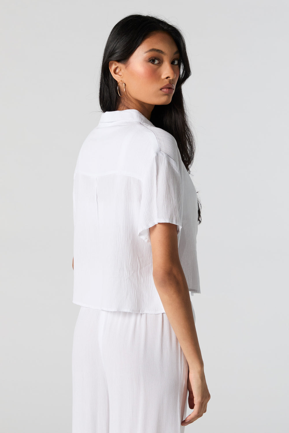 Textured Cropped Button-Up Top Textured Cropped Button-Up Top 2