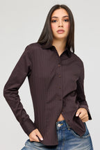 Buttoned Long Sleeve Slim Fit Top