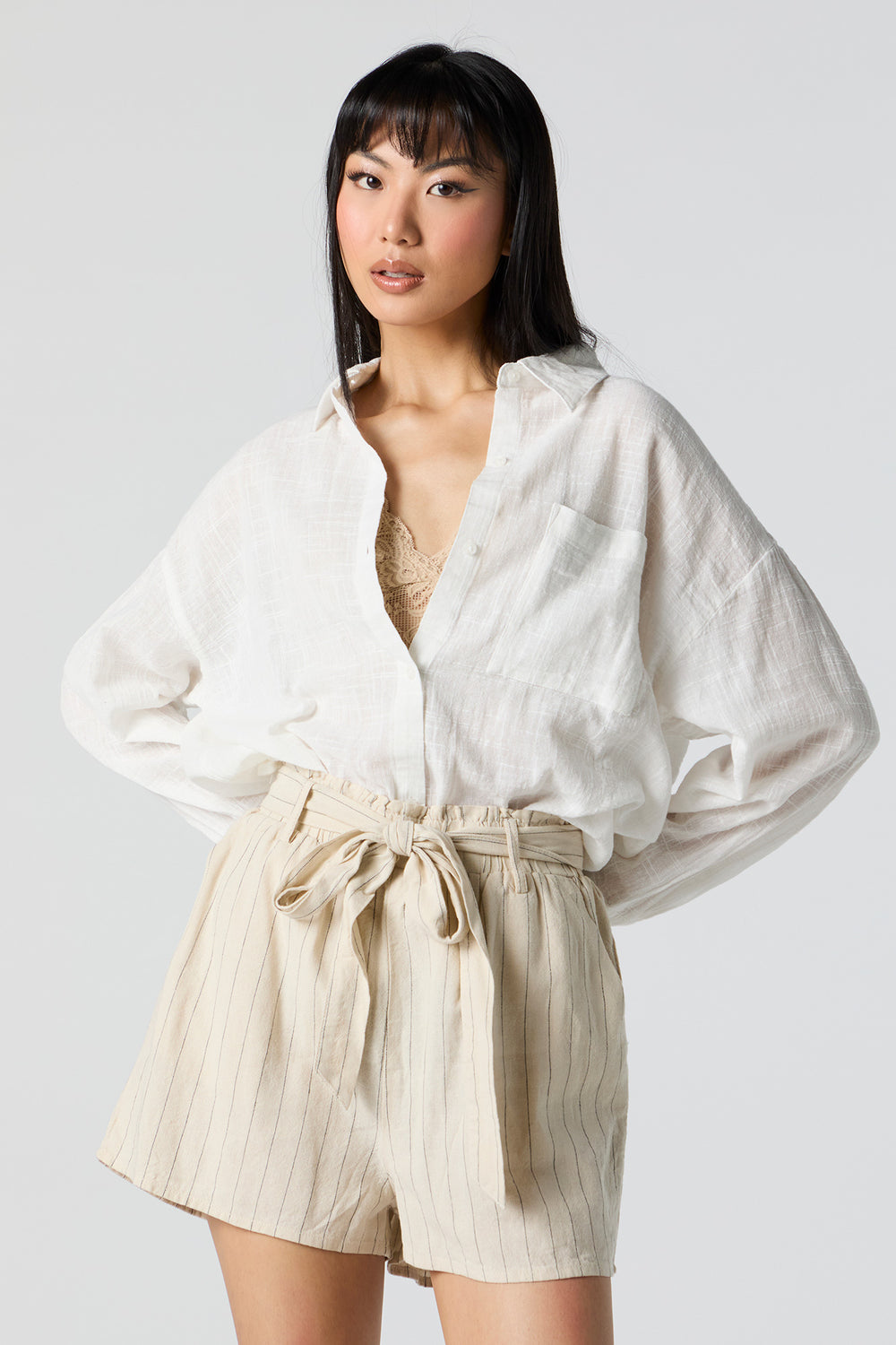 Oversized Textured Button-Up Top Oversized Textured Button-Up Top 5