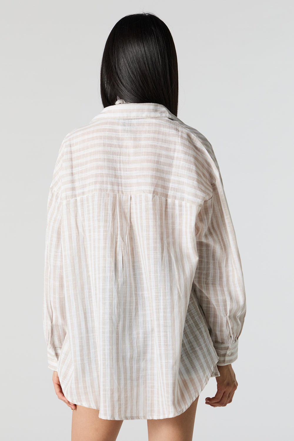 Striped Oversized Textured Button-Up Top Striped Oversized Textured Button-Up Top 2
