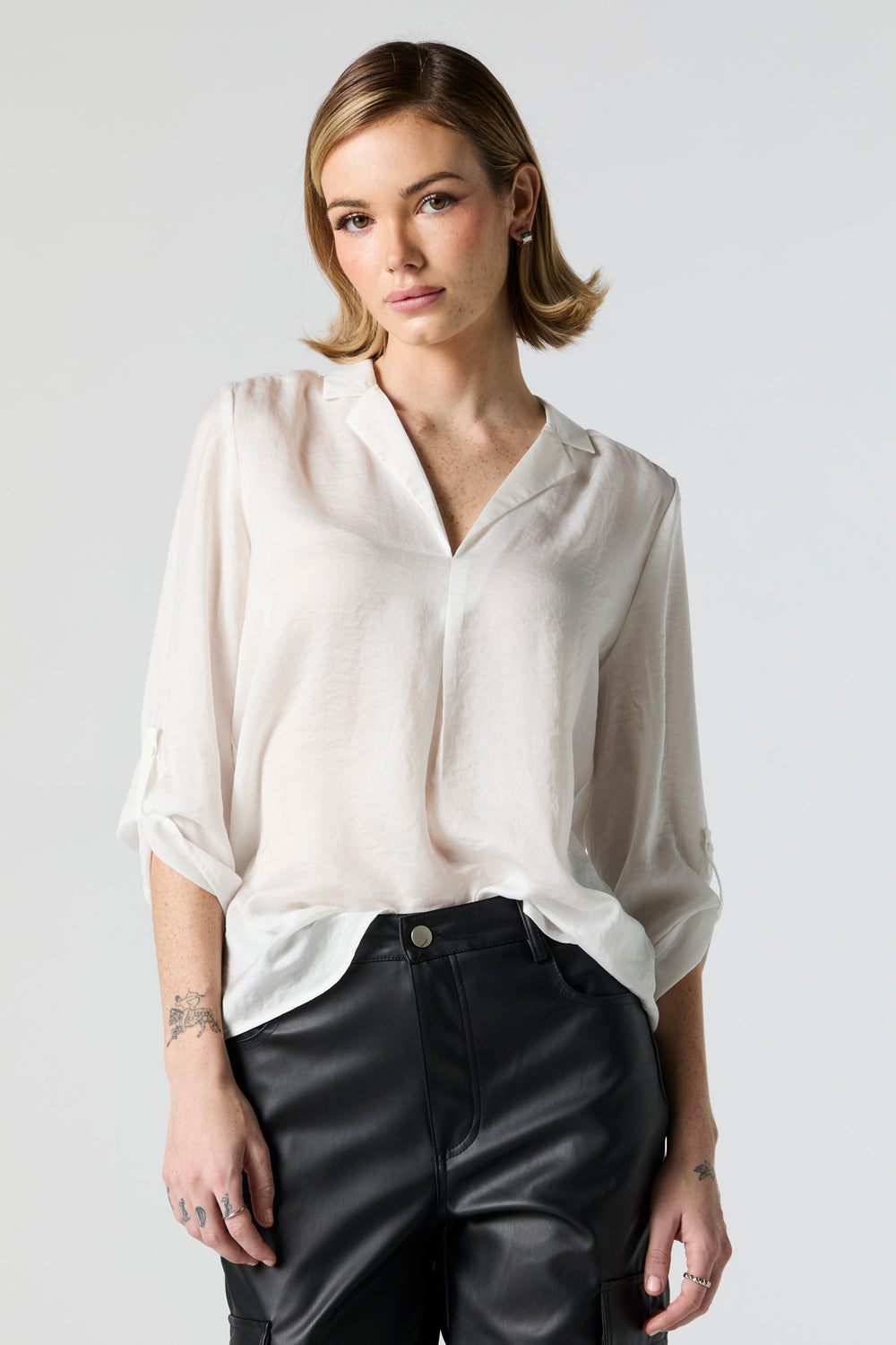 Collared Rolled Sleeve Top Collared Rolled Sleeve Top 7