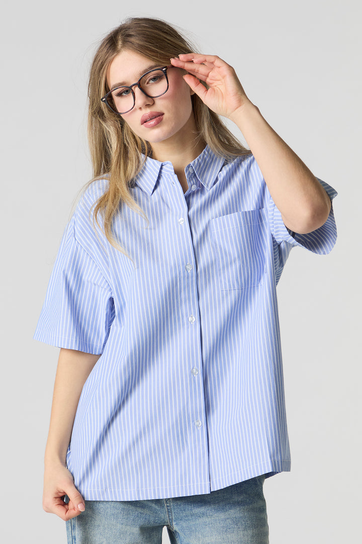 Poplin Oversized Button-Up Top