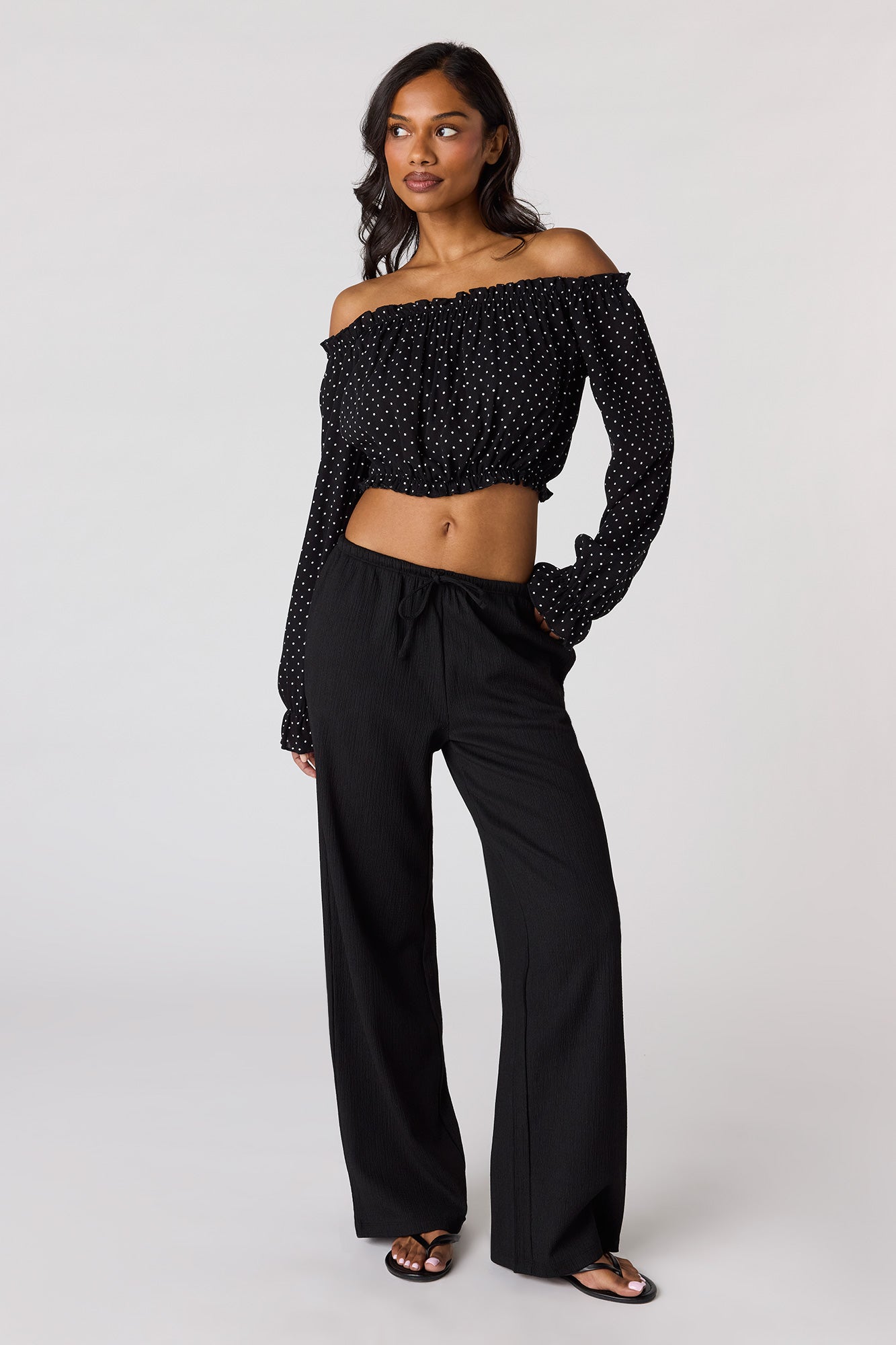 Textured Off Shoulder Long Sleeve Top – Charlotte Russe