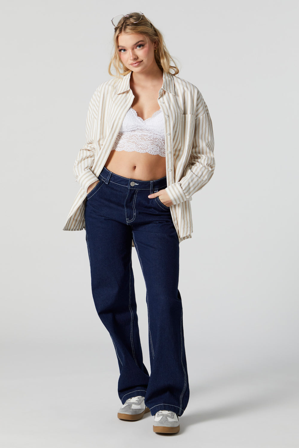 Oversized Striped Button-Up Top Oversized Striped Button-Up Top 6
