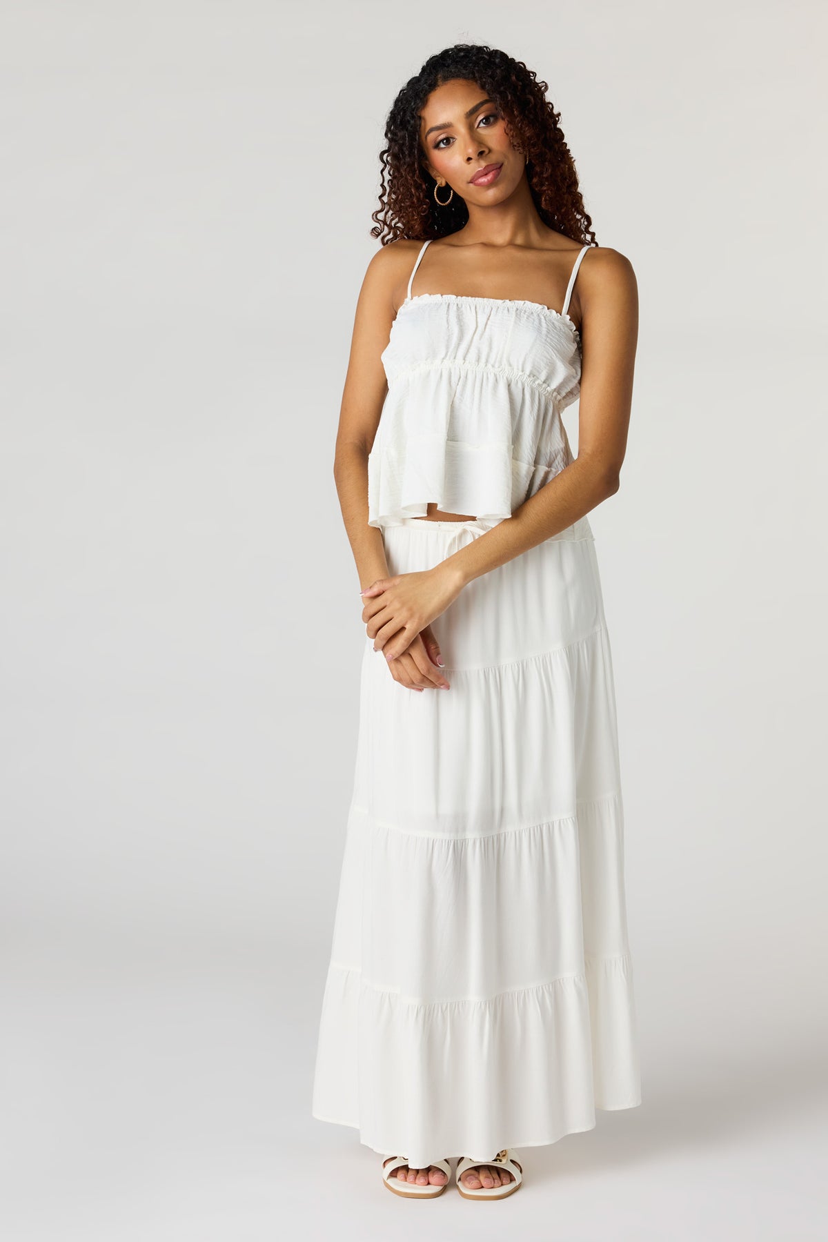 Alt View 3. Ruffle Babydoll Tank - White