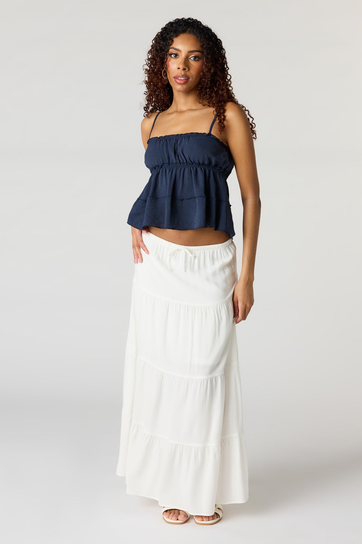Alt View 3. Ruffle Babydoll Tank - Navy