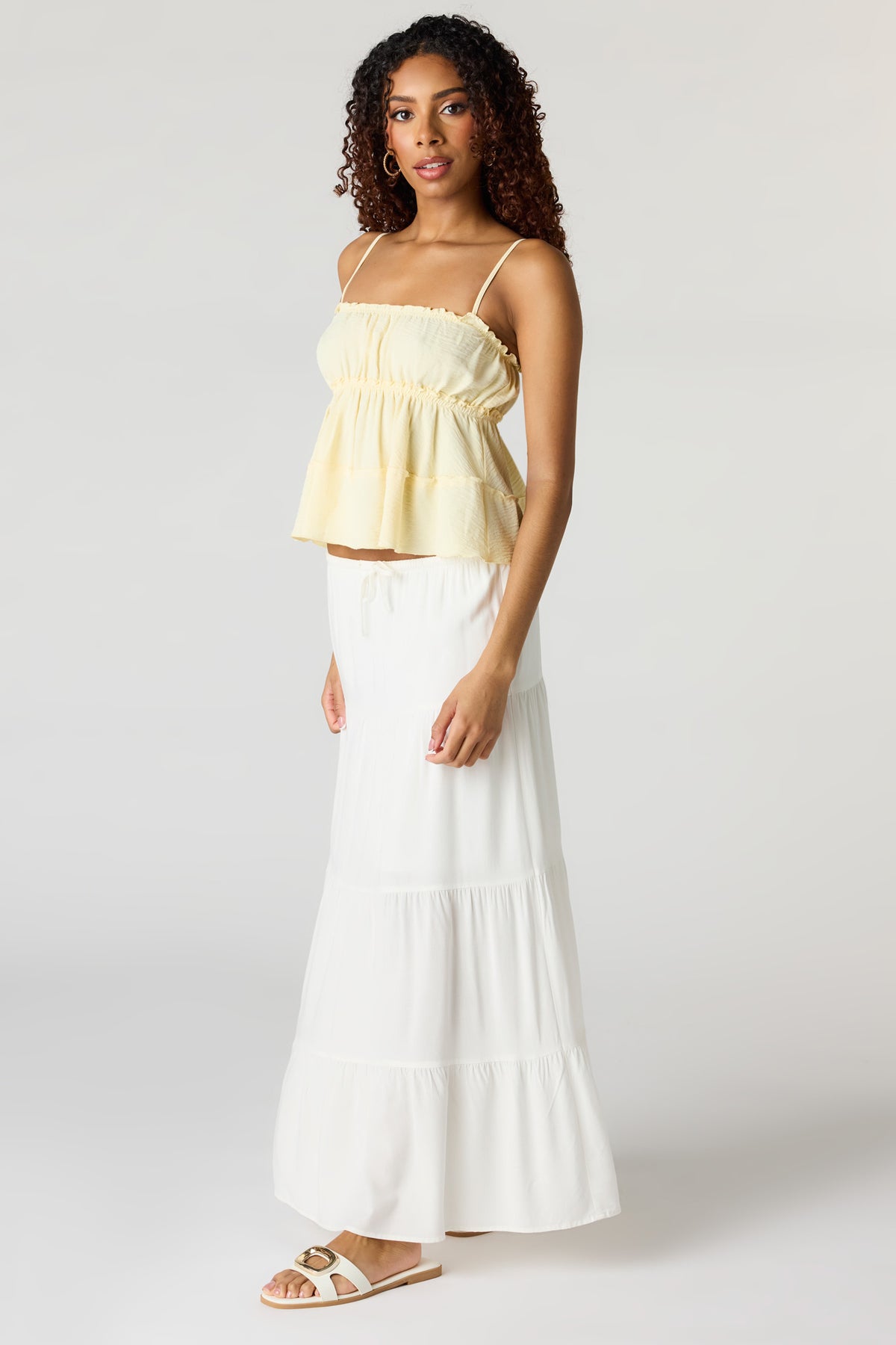 Alt View 3. Ruffle Babydoll Tank - Pale Yellow